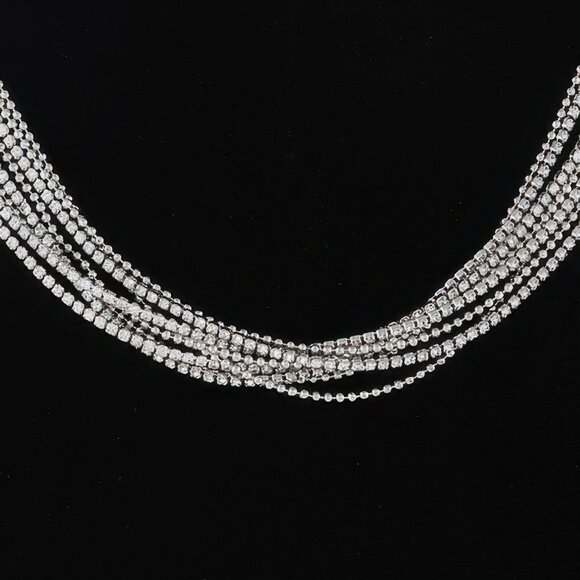 Multi Cubic Rhinestone Necklace - Picture 2 of 4